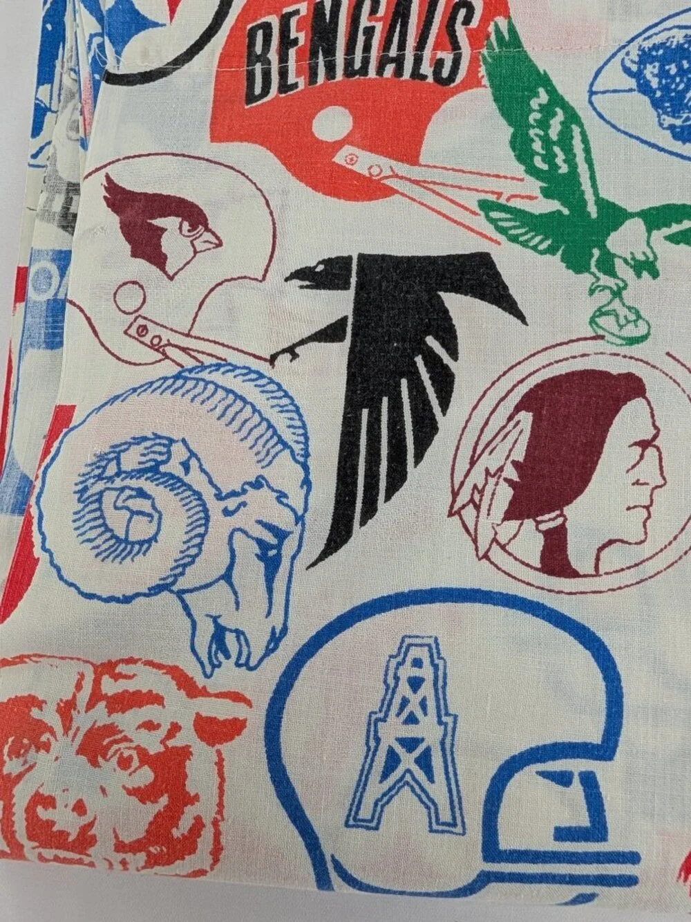 Vintage Fashion Manor NFL Teams Twin Flat Bed Sheet Muslin Penn Prest JCPenny